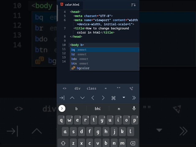 How to Change Background Color In Html - #shorts #html #css