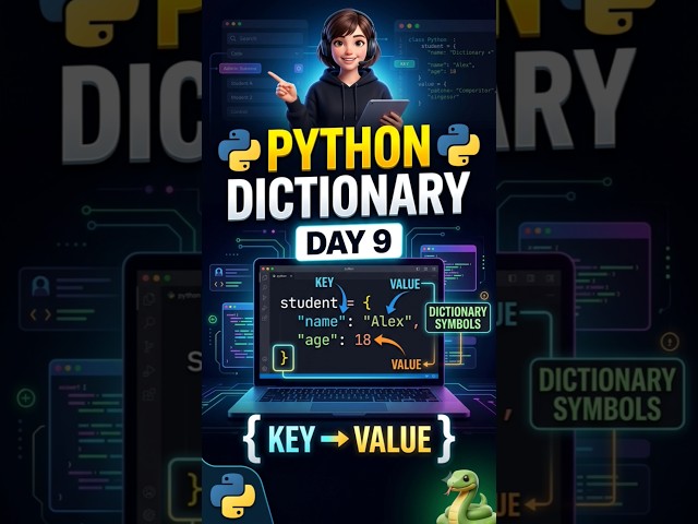 Python Dictionary क्या होती है? 🐍 | Day 9 | Beginners 🚀 #coding #python #short