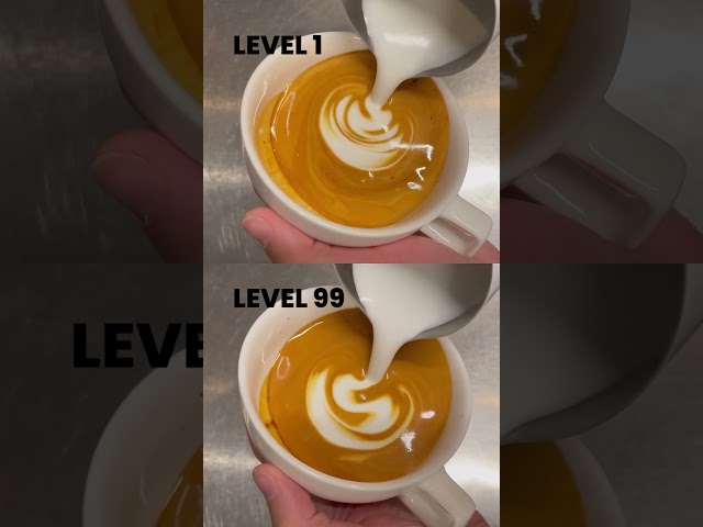 Latte Art Leaf: Level 1 VS Level 99 #shorts #latteart #tutorial #tips