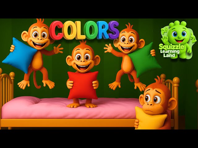 Five Little Monkeys Jumping On The Bed (Learning Colors) - Kids Educational Song