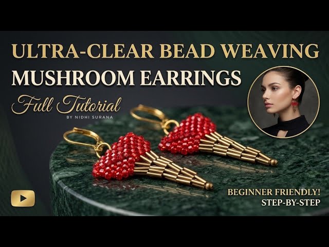 Diy Mushroom Earrings || Beaded Jewelry making Easy step by step Tutorial.
