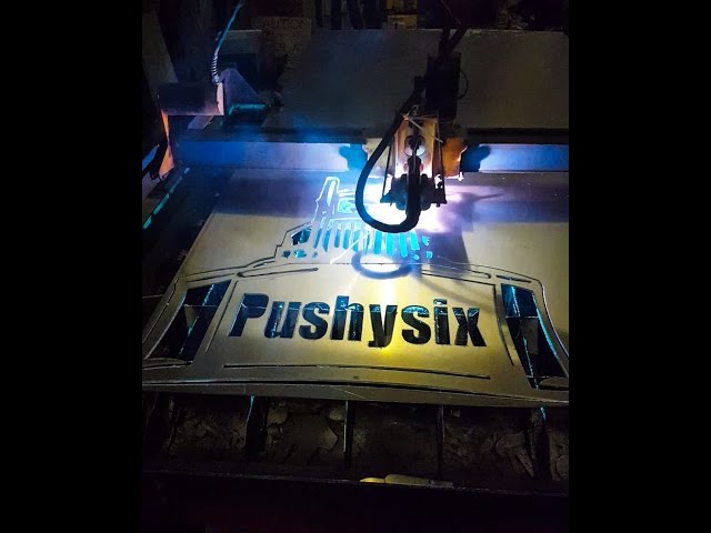 Pushysix Logo Being CNC Plasma Cut