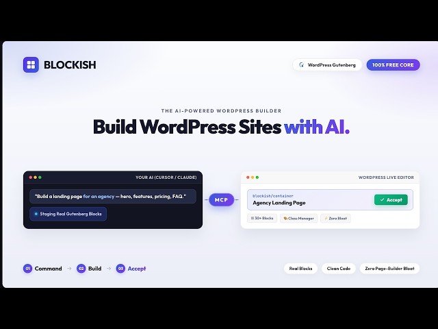 How to Build WordPress Sites with AI (Real Gutenberg Blocks, Zero Bloat) — Blockish Overview