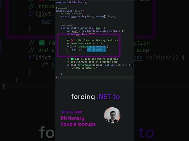 dictionary double-lookups in #csharp - #tip 32