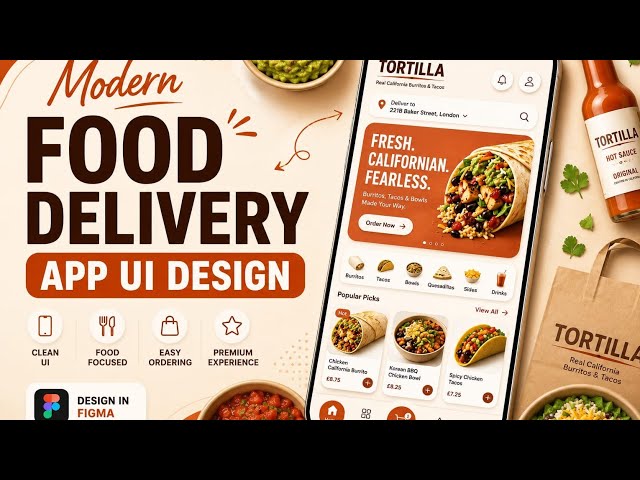 Modern Food Delivery App UI Design in Figma | Restaurant Mobile App Concept 🍔🌮