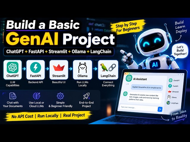 🚀 Build Your First GenAI Project with ChatGPT, FastAPI, Streamlit, Ollama & LangChain | Python AI