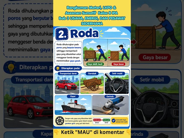 Rangkuman Materi, LKPD & Asesmen Sumatif Kelas 8 IPA Bab 3 USAHA, ENERGI, DAN PESAWAT SEDERHANA