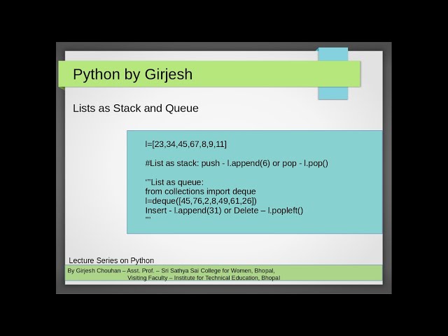 Lists as stack and queue in Python
