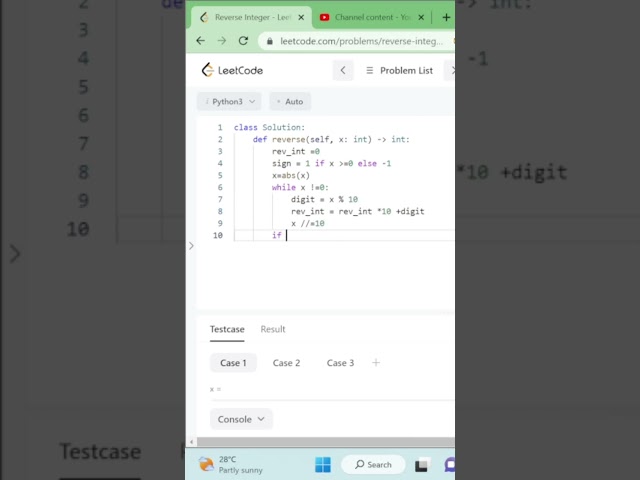 Reverse Integer|LeetCode #python #leetcode #ytshorts #shorts #short #coding #shortvideo #algorithm