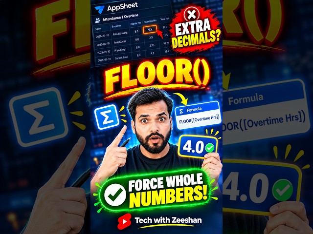 Force Whole Numbers in AppSheet! 📉 FLOOR() Formula Trick #appsheet #shorts  #techwithzeeshan #nocode