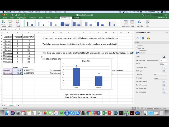 Plotting Means and Standard Deviations in Excel