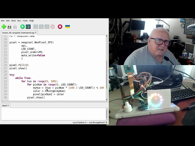 Lesson 45 neopixel wheel, color chase with a raspberry pi 5