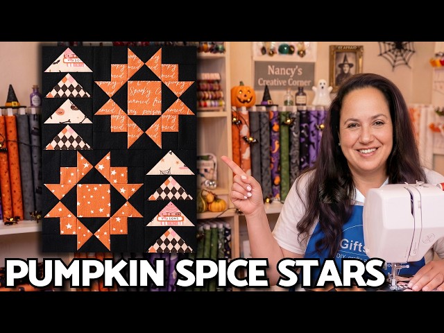 Pumpkin Spice Stars Block | Boo To You Halloween Mystery Quilt Along