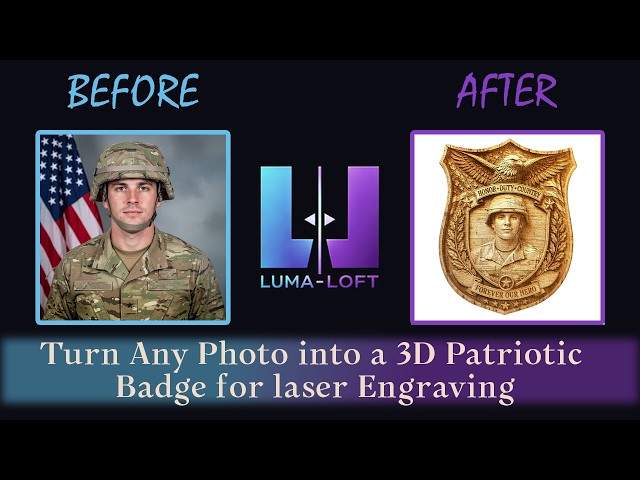 Create a 3D Patriotic Badge from Any Photo | Independence Day Laser Engraving Tutorial – Luma-Loft