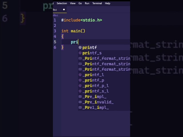 C language first program hello world
