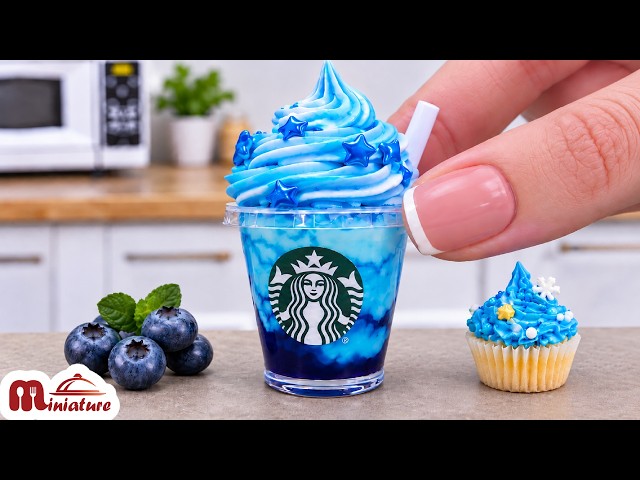 🫐 So Refreshing Mini Starbucks Blueberry Frappuccino Recipe | ASMR Cooking Mini Food