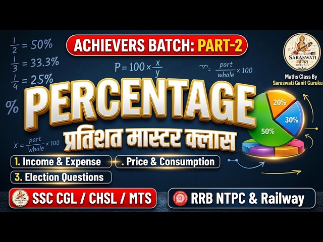 Percentage Master Class Part 2 | Achievers Batch 🔥 SSC & Railway Maths Tricks
