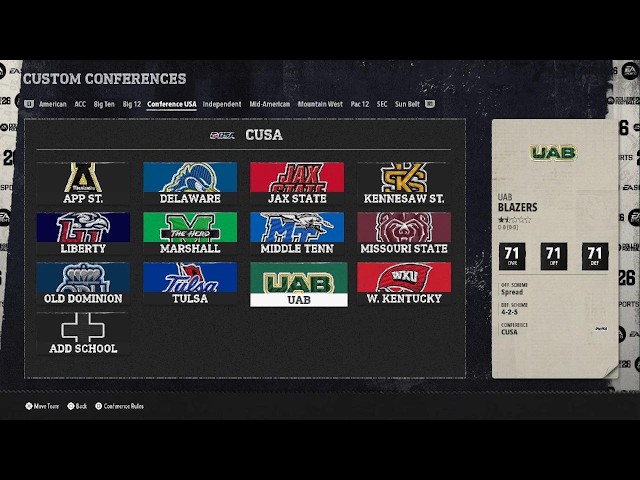 My Conference Realignment for my future CFB 27 dynasty