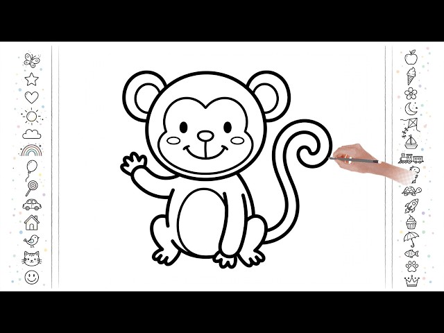 How to Draw a Monkey 🐵 | Easy Monkey Drawing Tutorial for kids Step by Step | Monkey Drawing