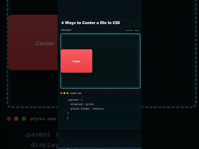 4 Easy Ways to Center a DIV in CSS | Perfect Alignment in 40 Seconds