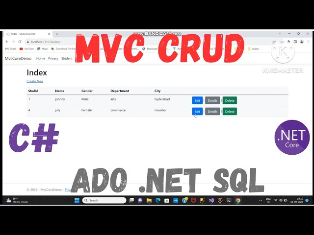 C# MVC CRUD Tutorial | Asp.net MVC full CRUD using ADO .NET | MVC CRUD | ADO .NET