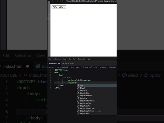 DAY (18/365) HTML (SELECT OPTION) EXPLAIN.... #popular #code #coding #tranding #viral #html #vscode