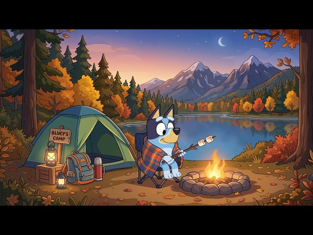 Autumn Campfire with Bluey 🍁🔥  Cozy Forest Vibes, Marshmallow Time & Relaxing Lofi Music