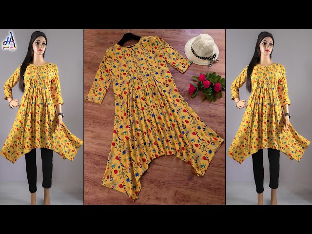 Trendy!!.. DIY Designer Kurti Cutting & Stitching Step by Step | Party Wear/Daily Wear