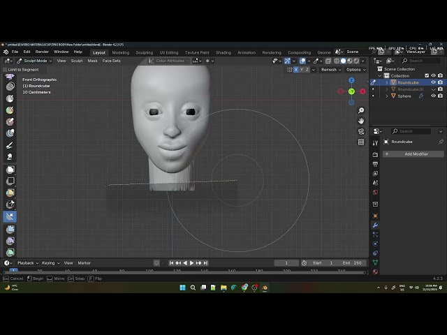 Blender Sculpting Timelapse | Day 1 | 1 Hour → 11 Min | Silence