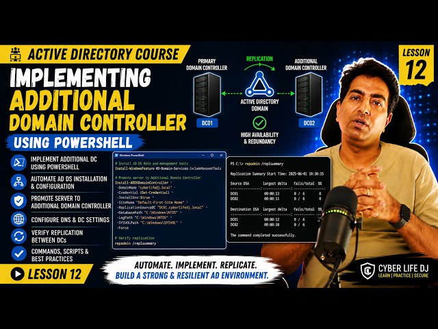 Install Additional Domain Controller Using PowerShell | Active Directory Step-by-Step