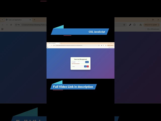 To-Do List App Using HTML CSS JavaScript | JavaScript Projects