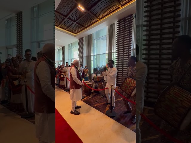 Jai Ho echoes as Prime Minister Narendra Modi arrives at Hotel in Ghana