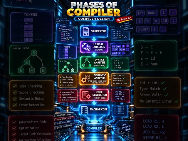 Phases of Compiler  | Compiler Design | Computer Science #shorts #compilerdesign #shorts