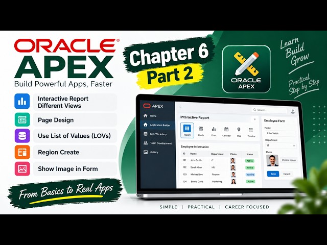 Oracle APEX: Chapter 6 (Part 2) | Interactive Report Views, Page Design, LOVs, Regions & Images
