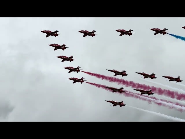 RIAT 2024 RAF Red Arrows Royal Air Force flying with Swiss Air Force Patrouille Suisse Display Team.