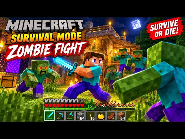 Minecraft survival zombie fight video 2