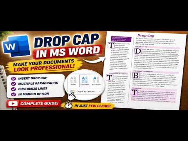 How to Insert Drop Cap and Customize Drop Cap in MS Word ( Explained )