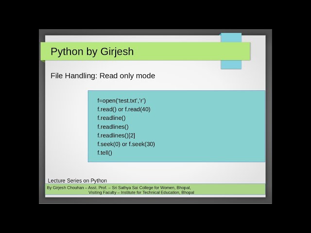 File handling in Python : Read Only Mode