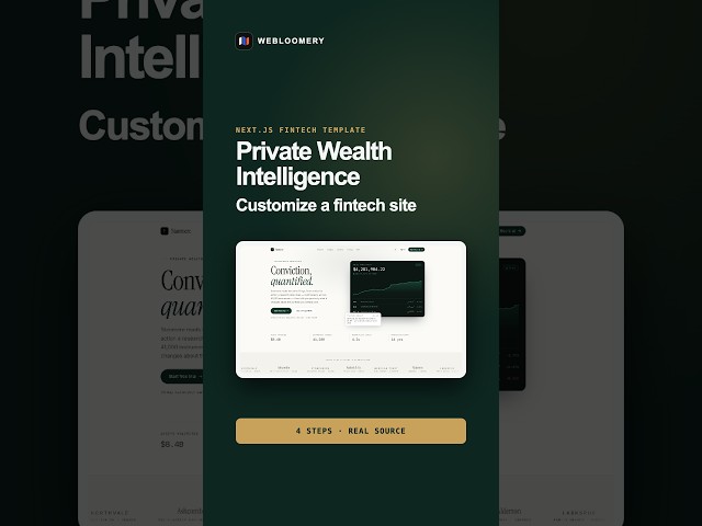 Customize a Next.js Fintech Website Template in 4 Steps | Private Wealth Intelligence #Shorts