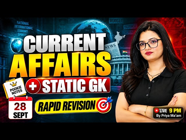 25 Sept Current Affairs + Static GK For Bank Exams | Current Affairs Rapid Revision | Priya Ma'am
