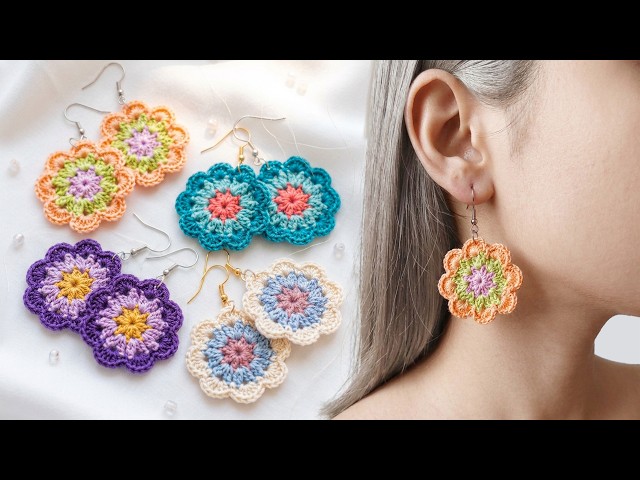 DIY "Crochet FLOWER Earrings" For Absolute Beginners | Step by Step Tutorial