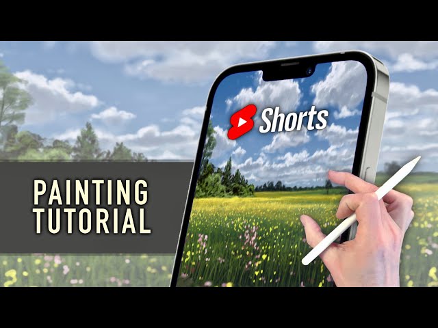 IPAD PAINTING TUTORIAL - Spring fields Landscape in Procreate #Shorts
