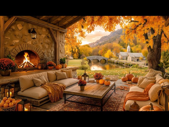 AUTUMN LAKE HOUSE AMBIENCE Relaxing Piano Music with Soft Rain Sounds & Crackling Fire Sounds