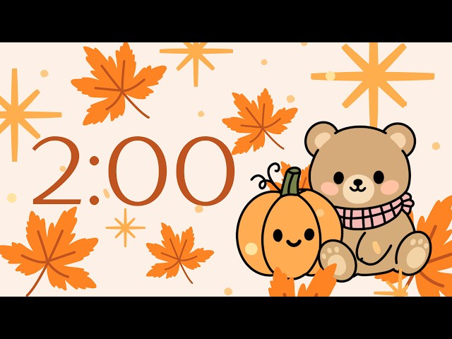 🧸🍁 cozy fall two 2 minute countdown timer🍁🧸 with chill background music for classrooms