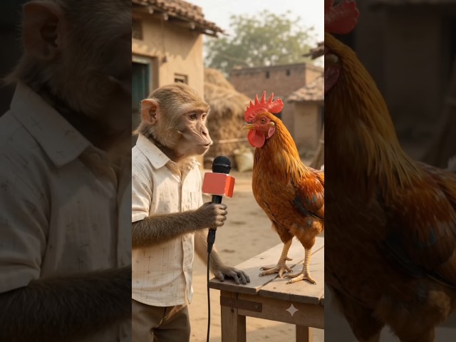 दशहरा पर मुर्गे ने जो कहा, बंदर रिपोर्टर भी चौंक गया #shorts #viral #comedy #dashara