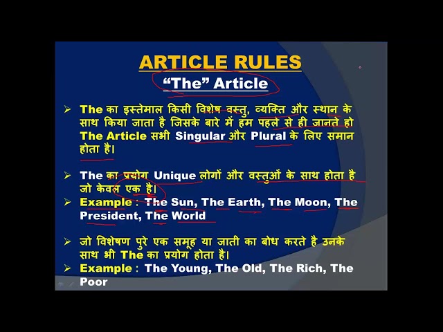 Articles a,an,the rules with examples,Articles in English Grammar in hindi