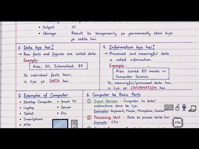 Computer Science basics knowledge for grade 6 or 7