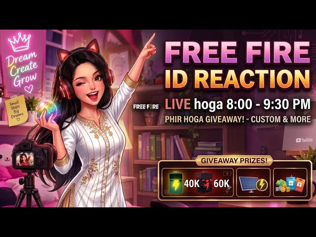 FREE FIRE ID REACTION + GIVEAWAY CUSTOM! 🎁🔥 (8:00 - 9:30 PM LIVE) | Rare IDs Checking!