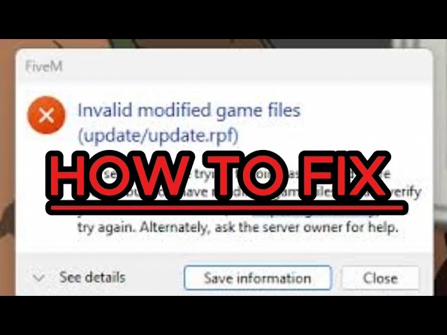 FIVEM - HOW TO FIX INVALID MODIFIED GAME FILES ERROR!! Complete Guide
