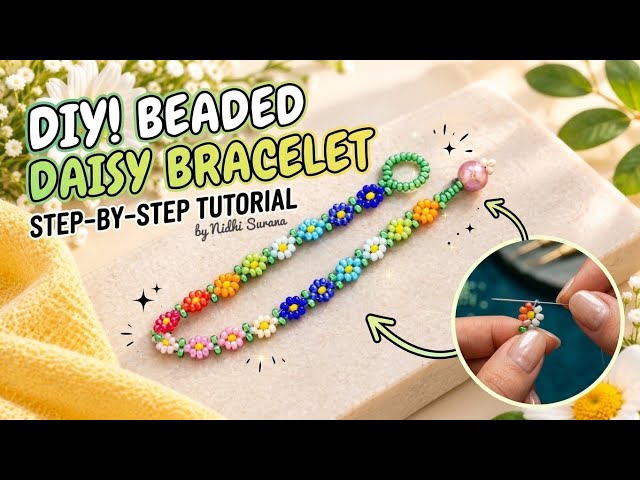 Sweetest Daisy Bracelet with Seed beads only || Beaded Jewelry Easy Tutorial Step-by-step 